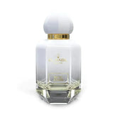 Witte glazen parfumfles met gouden band voor El-Nabil Parfum Musc Anass